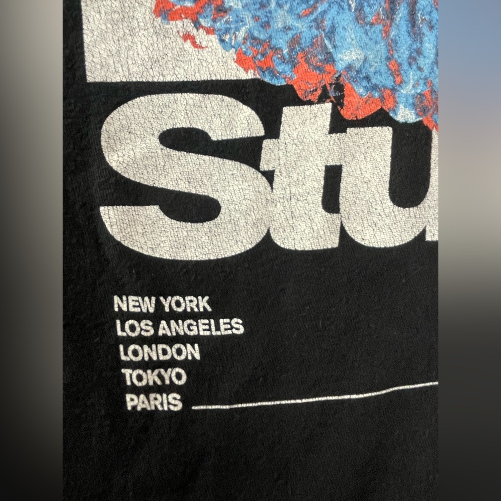 Stussy Black Shirt Size L Short Sleeve Cotton Streetwear Floral Fresh Gear - Picture 14 of 16